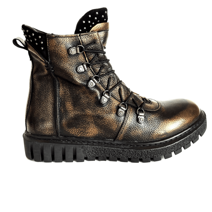 Babouche Schnürstiefelette bronze Nieten