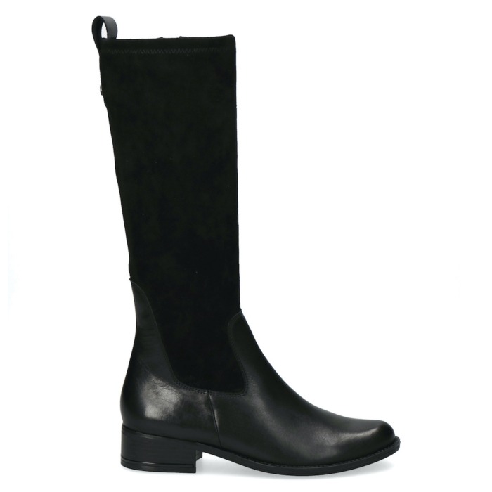 Caprice Stiefel Langschaft schwarz Glattleder mit Elasticeinsatz