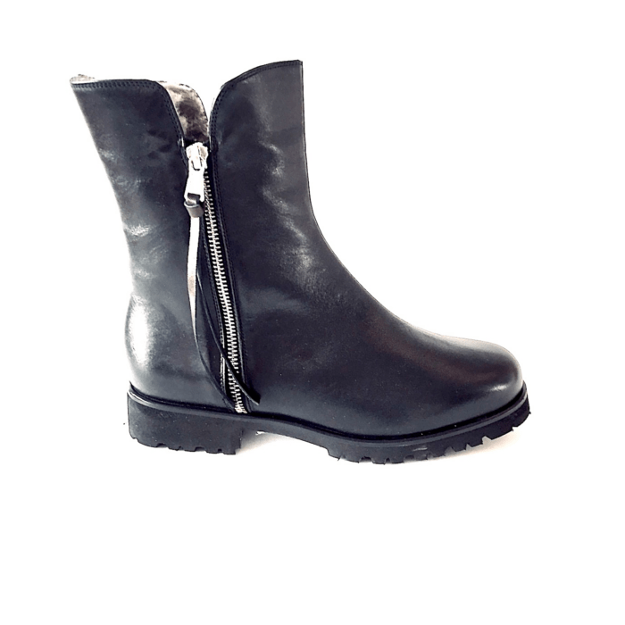Luca Grossi Stiefelette schwarz Lammfell